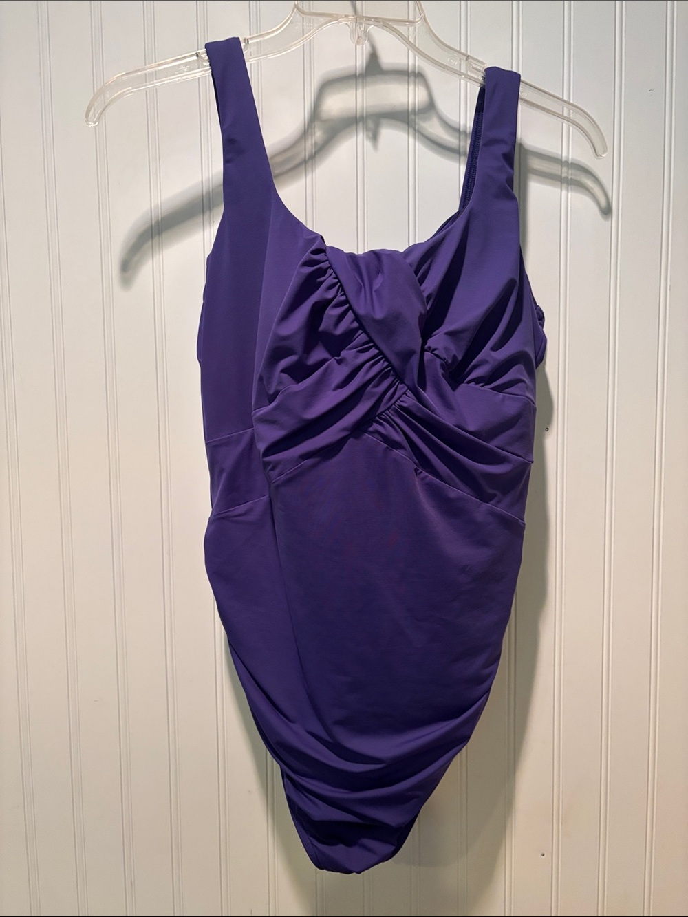 Lands’ End Women’s One Piece in Deep Purple with Ruched Front Sz 18W
